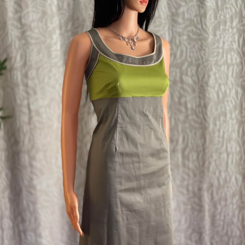Boden Gray Green Color Block Sleeveless Sheath Dress Mod Retro‎ Office Size 10R